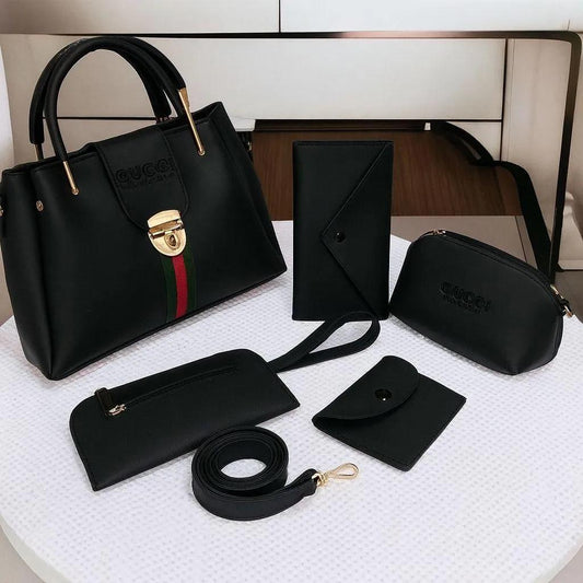 SET OF 5 Pieces GUCCI Handbag  | Stylish Women’s Bags | Shoulder, Tote, Crossbody & Wallet Combo